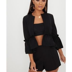 Zara blazer with sleeve ruffle sz M